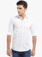 Vintage White Printed Slim Fit Casual Shirt