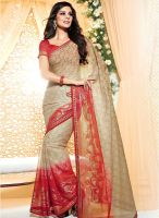 Vishal Beige Embroidered Saree