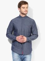 Wills Lifestyle Blue Slim Fit Casual Shirt