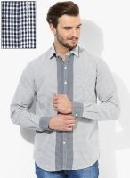 Wills Lifestyle Blue Slim Fit Casual Shirt