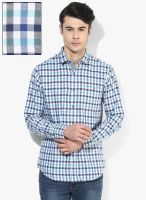 Wills Lifestyle Blue Slim Fit Casual Shirt