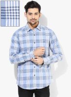 Wills Lifestyle Blue Slim Fit Casual Shirt