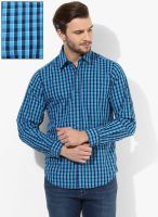 Wills Lifestyle Blue Slim Fit Casual Shirt