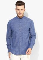 Wills Lifestyle Blue Slim Fit Casual Shirt