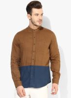 Wills Lifestyle Brown Slim Fit Casual Shirt