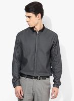 Wills Lifestyle Dark Grey Slim Fit Club Wear Shirt