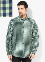 Wills Lifestyle Green Slim Fit Casual Shirt