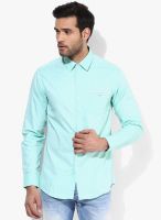 Wills Lifestyle Green Slim Fit Casual Shirt