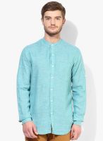 Wills Lifestyle Green Slim Fit Casual Shirt
