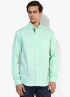 Wills Lifestyle Green Slim Fit Casual Shirt