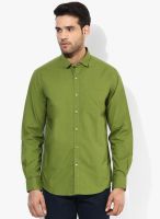 Wills Lifestyle Green Slim Fit Casual Shirt