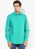 Wills Lifestyle Green Slim Fit Casual Shirt