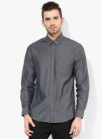 Wills Lifestyle Grey Slim Fit Casual Shirt