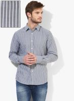 Wills Lifestyle Grey Slim Fit Casual Shirt