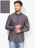 Wills Lifestyle Grey Slim Fit Casual Shirt