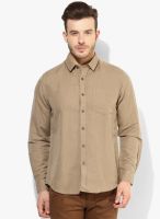 Wills Lifestyle Khaki Slim Fit Casual Shirt