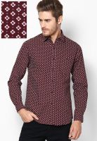 Wills Lifestyle Maroon Casual Shirt