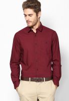 Wills Lifestyle Maroon Formal Shirt