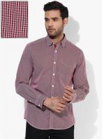 Wills Lifestyle Maroon Regular Fit Casual Shirt