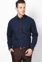 Wills Lifestyle Navy Blue Formal Shirt