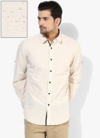 Wills Lifestyle Off White Slim Fit Casual Shirt