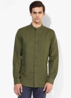 Wills Lifestyle Olive Slim Fit Casual Shirt