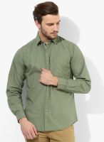 Wills Lifestyle Olive Slim Fit Casual Shirt