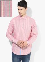 Wills Lifestyle Pink Slim Fit Casual Shirt