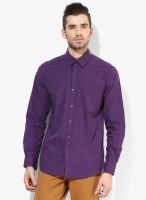 Wills Lifestyle Purple Slim Fit Casual Shirt