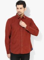 Wills Lifestyle Rust Slim Fit Casual Shirt