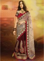 Xclusive Chhabra Beige Embroidered Saree