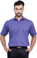 Zeal Men's Checkered Formal Purple, Dark Blue Shirt