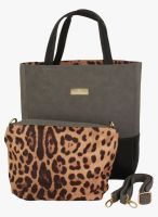 Alvaro Castagnino Grey/Black Polyurethane (Pu) Handbag