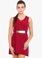 Anaphora Wine Colored Solid Shift Dress