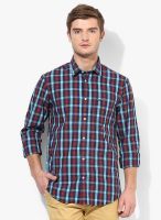 Arrow Sports Blue Checked Slim Fit Casual Shirt