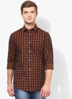 Arrow Sports Brown Checked Slim Fit Casual Shirt