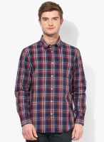 Arrow Sports Navy Blue Checked Slim Fit Casual Shirt
