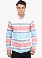 Atorse Blue Striped Slim Fit Casual Shirt
