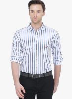 Basics Blue Striped Slim Fit Casual Shirt