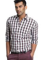 Basics Checks Brown Slim Fit Casual Shirt