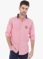 Basics Pink Solid Slim Fit Casual Shirt