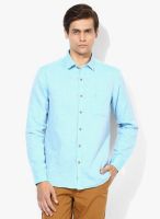 Bay Island Blue Solid Regular Fit Casual Shirt