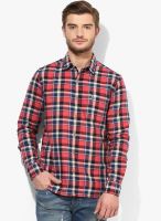 Bay Island Pink Checked Regular Fit Casual Shirt