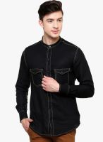 Blackbuk India Black Solid Slim Fit Casual Shirt