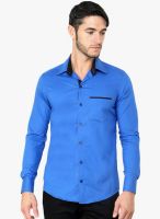 Blackbuk India Blue Solid Slim Fit Casual Shirt