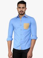 Blackbuk India Blue Solid Slim Fit Casual Shirt
