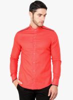 Blackbuk India Red Solid Slim Fit Casual Shirt