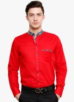 Blackbuk India Red Solid Slim Fit Casual Shirt