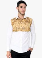 Blackbuk India White Printed Slim Fit Casual Shirt