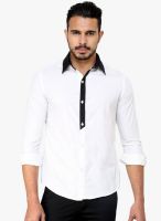Blackbuk India White Solid Slim Fit Casual Shirt